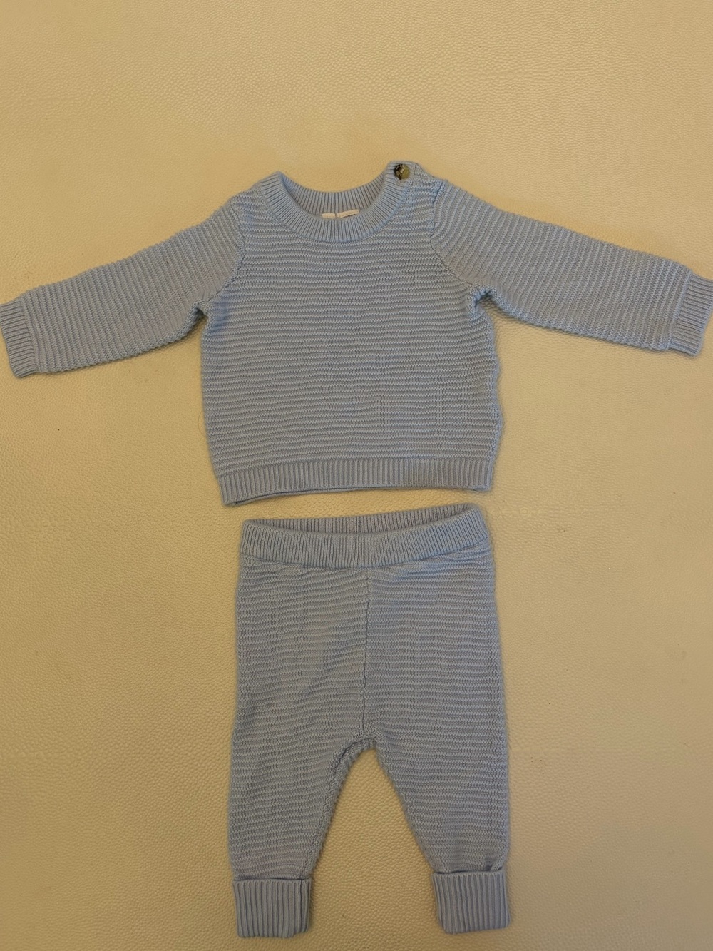 Janie and Jack Knit Sweater and Pants Set in Light Blue, size newborn. like new